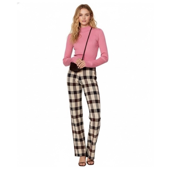 TOME Pink Ribbed Mock Neck Merino Wool Blend Crop Sweater - Picture 1 of 7